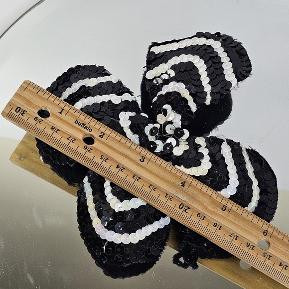 Yves Saint Laurent Sequin Brooch Black White Designer Rare Vintage - Picture 6 of 10
